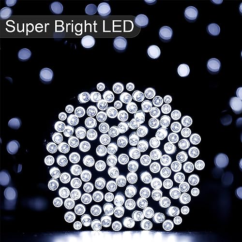 Solar String Lights 2 Pack, Outdoor Light Total 400 LED 144FT Solar Christmas Lights 8 Modes Oudoor Waterproof for Tree Patio Yard Garden Christmas Parties Decoration (White) - color: White, size: 144ft