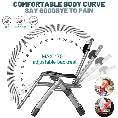 DoCred Zero Gravity Chair, Lawn Recliner, Reclining Patio Lounger Chair, Folding Portable Chaise with Detachable Soft Cushion, Cup Holder, Headrest - color: Chair With Pad, style: Zero Gravity Chair