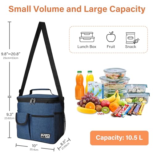 Tirrinia Insulated Large Lunch Bag for Women Men, Leakproof Lunch Box Containers for Adults, Work, School, Soft Lunchbox for Kids, Boys, Adult Cooler Bag for Picnic, Hiking,Beach - color: Dark Blue, size: Large-10.5L