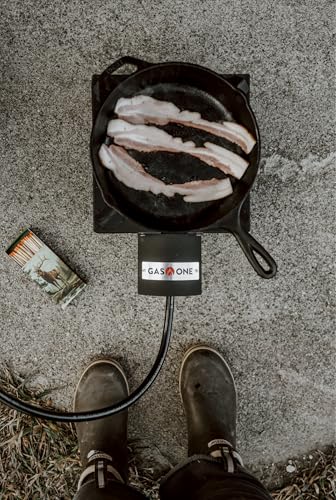 GasOne High Pressure Single Propane Burner - Outdoor Cooking with Heat Shield and Guard – Propane Burner Head for Camping, Tailgating, Seafood Boil, Home Brewing - Patented - color: Black, size: Single Burner