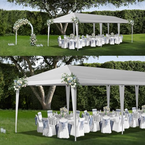 Outvita 10x30ft Ez Pop Up Outdoor Canopy Tent, Portable Commercial Instant Tent with Carry Bag for Party Wedding Birthday BBQ Events - style: 10x30-white