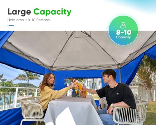 Quictent Privacy 8x8 Pop up Canopy Tent with Sidewalls and Roll-up Ventilated Windows, One Person Easy Setup, Outdoor Commercial Gazebo Shelter Enclosed Waterproof, Bonus 4 Sandbags - color: Royal Blue, size: 8x8ft