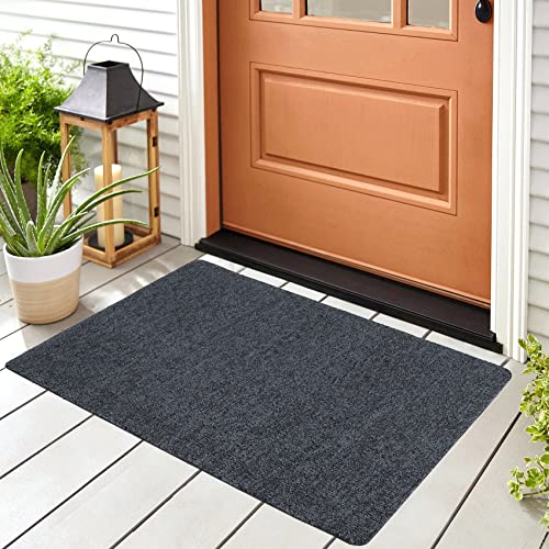 Doormats, Thin Indoor Door Mat 36''x 24'', Low Profile Non Slip Outdoor Doormats, Dirt Trapper and Absorbent, Welcome Matts for Muddy Wet Shoes and Paws - color: Grey, size: 2' x 3' (Rectangular)