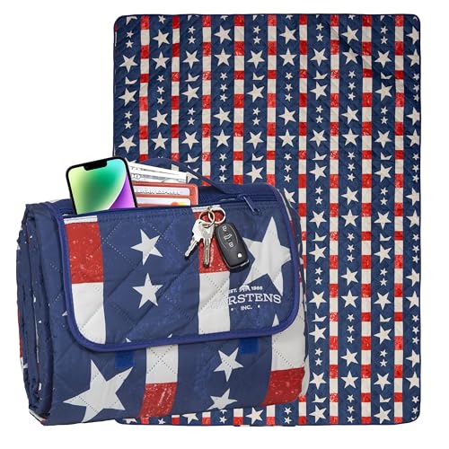 Carstens, Inc. Easy Pack Waterproof Sandproof Picnic Blanket, Lightweight Foldable Outdoor Camping Beach Mat, Large 60"x80", American Plaid - color: American Plaid