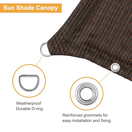 2' x 3' Brown Sun Shade Sail Straight Edge with Grommets UV Block & Water Permeable Canopy Cover for Patio, Garden, Backyard, Yard & Outdoor - color: Brown, size: 2' x 3'