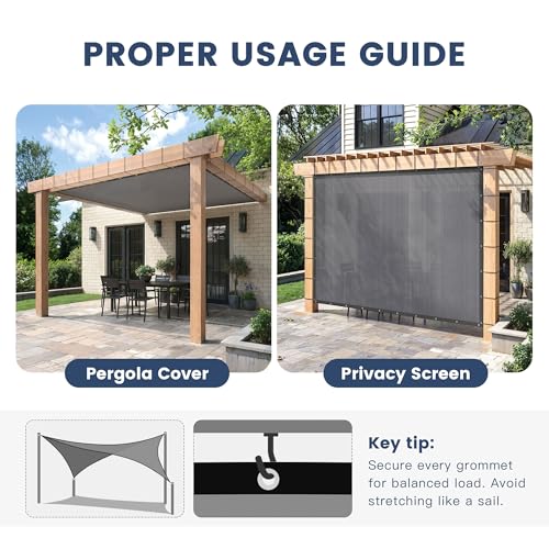90% Sun Shade Cloth with Grommets 3X8 FT, Outdoor Pergola Shade Cover, Heavy-Duty Mesh Tarp Patio Sun Screen for Lawn Garden Backyard, Grey - color: Gray, size: 0 3 x 0 8 FT