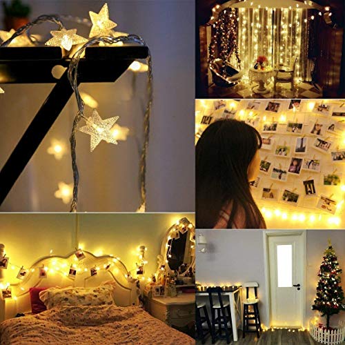 Merdeco Star String Lights, 10ft/3M 20 LED Plug in String Lights Warm White Fairy Lights for Birthday/Christmas/Wedding/Party Indoor Outdoor Decoration
