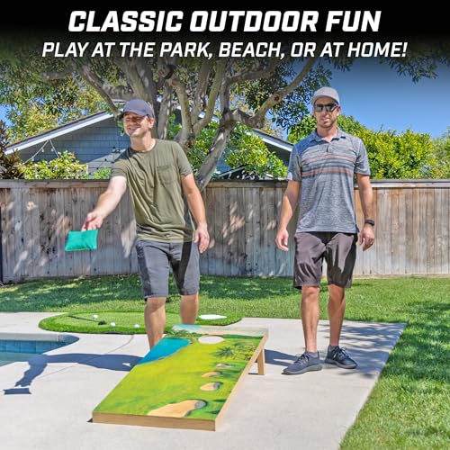 GoSports 4 x 2 ft Regulation Size Wood Cornhole Boards - 10 Vintage Wood Designs (Choose Your Style) - color: Golf Course
