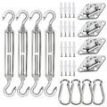 YOFIT 44 Pcs Shade Sail Hardware Kit, 5 Inch Outdoor Sun Sail Accessories, 304 Stainless Steel Turnbuckles & Brackets for Triangle/Rectangle Sails, Patio Canopy Installation Hardware Set Waterproof - size: 5 inch 44 pcs
