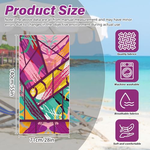Abstract Print Beach Towel Lightweight Quick Dry Sand Resistant Oversized Artistic Towel for Pool Travel - color: Patterned Print