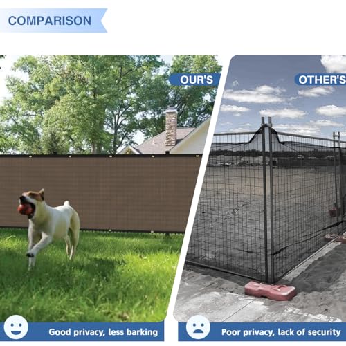 E&K Sunrise 6' x 25' Privacy Fence Screen with Grommets, Outdoor Windscreen Fence Covering Privacy Screen UV Blockage for Backyard Garden Patio, Zip Ties Included (Brown) - color: Brown, size: 0 6' x 25'