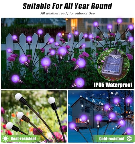 NBQQ Solar Garden Lights Outdoor, Waterproof Solar Powered Lights for Yard Pathway Patio, Swaying Lawn Decor as Gardening Gifts for Women Holiday (Purple, 2 Pack) - color: Purple, size: 2 pack