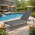 Kozyard Outdoor Foldable Lounge Chair, Aluminum Frame Patio Lounger with 5-Position Adjustable Backrest, Breathable Textilene Fabric, Assemble-Free, Reclining & Full-Flat Poolside (Gray, No Table) - color: Gray/Style3