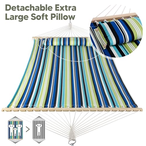 SUNCREAT 2 Person Hammocks for Trees, Lightweight Hammock for Outdoor, Patio, Garden, Backyard, Green Stripes - color: Green Stripes