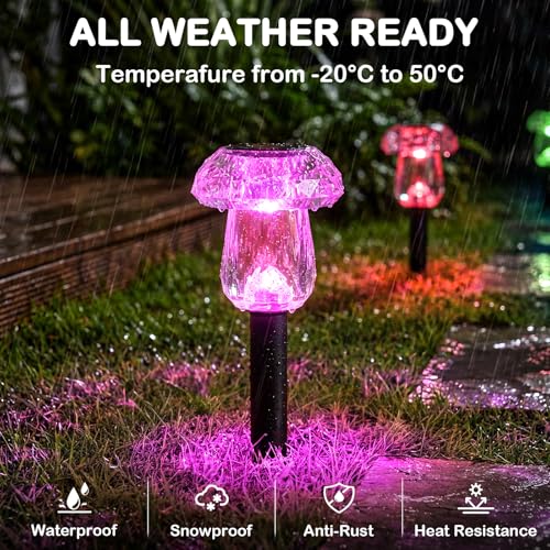 Solar Pathway Lights Outdoor 16 Pack Mushroom Garden Lights Waterproof Solar Powered Yard Lighting for Landscape, Driveway, Path, Walkway, Patio, Outside Garden Decorations, Color Changing - color: Color Changing, size: 16 Pack