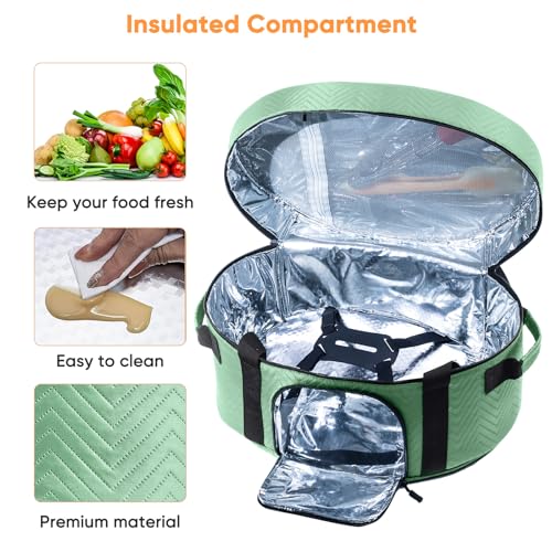 Insulated Slow Cooker Carrying Bag for 6-8 Quart CrockPot and Hamilton Beach Slow Cooker with See-thought Window, Portable Carrier Case with Adjustable Band and Accessory Pocket - color: Teal
