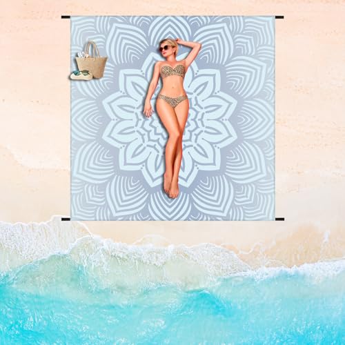 Beach Blanket 79" X 83" Oversized Lightweight, BeachMat Waterproof Sandproof, Durable Picnic Mat Beach Accessories for Travel, Camping, Hiking - color: Mandala