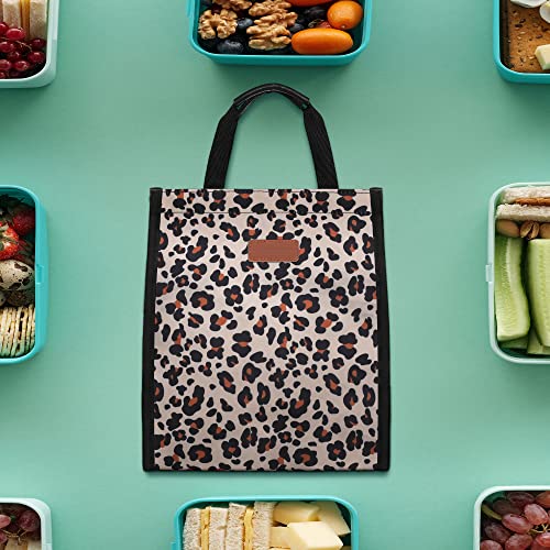 Lunch Bags for Women Insulated Reusable Lunch Tote with Internal Pocket, Lunch Tote bag for Work(Leopard) - color: Leopard, size: 2 pack