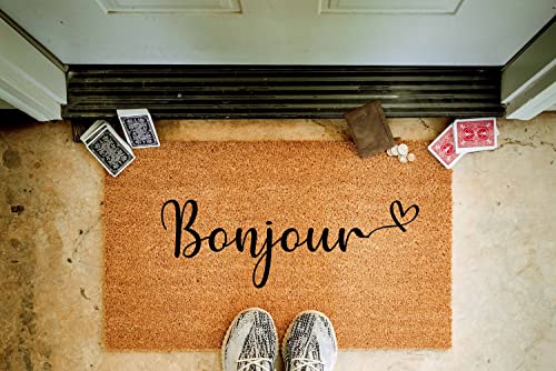 Bonjour Doormat | Bonjour Doormat | Bonjour Flocked Doormat Doormat Entrance Mat Rubber Anti Slip Washable Welcome Mats Indoor Outdoor for Home Kitchen Decoration, 16"x24" - color: As Pic5, size: 16x24 in