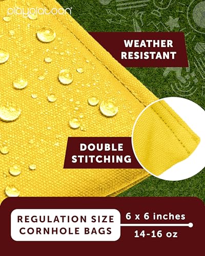 Play Platoon Cornhole Bags Weather Resistant- Set of 8 Regulation Bean Bags for Tossing- Official Professional Size & Weight Corn Hole Bags Two Color All Weather Cornhole Beans Bag Set with Tote Bag - color: Blue & Yellow