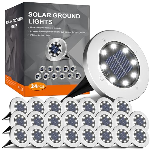 INCX 4.6 inch Solar Lights Outdoor Waterproof, 24 Pack Solar Light for Outside, Garden Lights Landscape Lighting for Patio Pathway Lawn Yard Deck Driveway Walkway, Cold White - color: Cold, size: 24 Pack