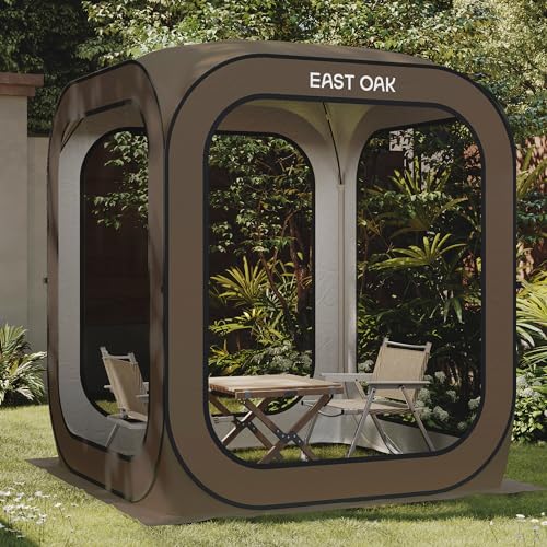 East Oak Screen House Tent Pop-Up, 6 x 6 FT Portable Screen Room Canopy Instant Screen Tent with Carry Bag for Patio, Backyard & Outdoor Activities, Brown - color: Brown, size: 6×6 Ft
