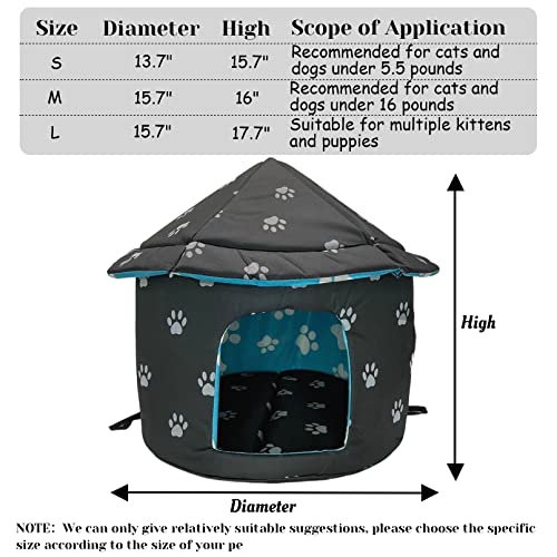 Fhiny Stray Cats Shelter, Waterproof Outdoor Cat Dog House Foldable Warm Pet Cave for Winter Yurt Wild Animal Tent Bed Anti-Slip Kitten Cave Hut for Feral Kitty Puppy Weatherproof - size: Large