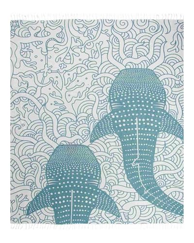 Sand Cloud Large Turkish Beach Towel - Sand Free - 100% Organic Turkish Cotton Yarn - Quick Dry Towel for Beach, Picnic, Blanket or Bath - As Seen on Shark Tank - Marine Life (Whale Shark Turquoise) - color: Whale Shark Turquoise, size: X-Large