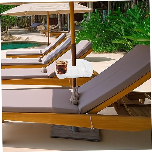 BESPORTBLE Outdoor Umbrella Table Tray for Beach and Patio with Cup Holders Sturdy Plastic Outdoor Umbrella Tray with Snack Compartment