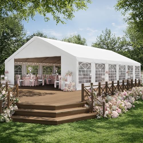 Party Tent 40x20 Canopy Heavy Duty, Waterproof Outdoor Event Tent with Removable Sidewalls & Roll-Up Door, Portable Carport for Wedding, BBQ, Camping, Birthday Party - size: 40x20ft