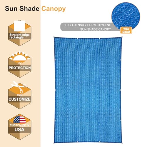 2' x 3' Blue Sun Shade Sail Straight Edge with Grommets UV Block & Water Permeable Canopy Cover for Patio, Garden, Backyard, Yard & Outdoor - color: Blue, size: 2' x 3'