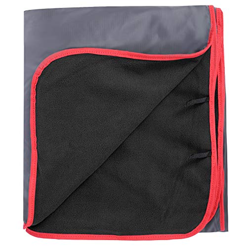 REDCAMP Large Waterproof Stadium Blanket for Cold Weather, Soft Warm Fleece Camping Blanket Windproof for Outdoor Sports, Blue/Red (Outer Grey/Inner Black) - color: Outer Grey/Inner Black