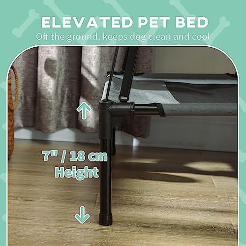 Pawhut Elevated Cooling Dog Bed Cot w/ Canopy Shade - Gray (30 inch) - color: Gray, size: 30 inch