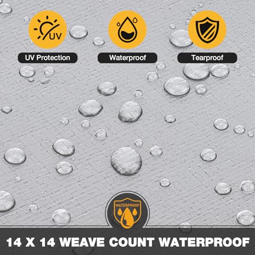 Winpull Tarp 10x12 Feet 14 Mil Heavy Duty Waterproof Tarp, Large Multipurpose Cover with Brass Grommets and Reinforced Edges, UV Resistant Thick Poly Tarps for Outdoor Camping Tent Pool Car - color: Silver/Black-14mil, size: 10' x 12'