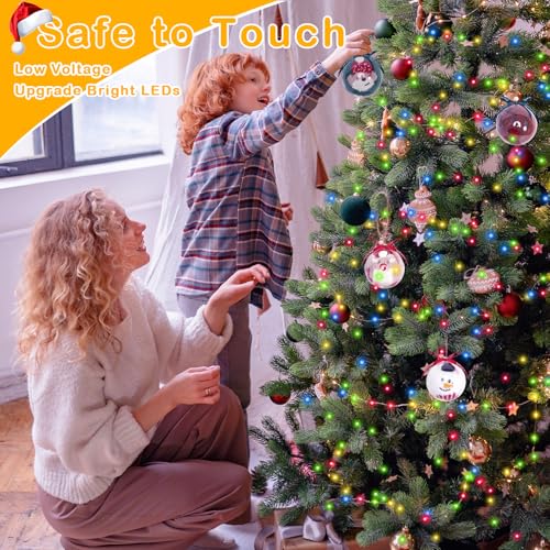 Decute 500LED Christmas Tree Lights Fairy String Light 164FT Green Copper Wire Warm White and Multicolor Dimmable with Remote, UL Cerficated Twinkle Light for Party Wedding Indoor Outdoor Decor - color: Warm White + Multicolor, size: 500LED