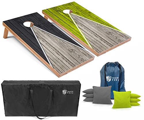 Tailgating Pros Lightweight Pyramid Design Cornhole Board Set w/LED Ring Lights - 4'x2' Regulation Cornhole Game - color: Grey/Lime