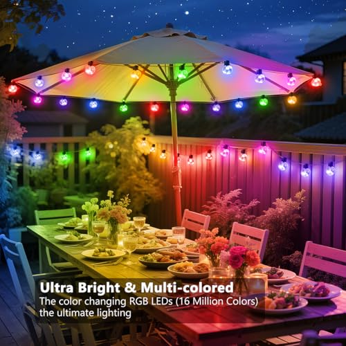 Outdoor String Lights, 25ft 20 G40 Bulbs LED Color Changing Hanging Lights Dimmable with 220+ Scene Modes, App Control, IP65 Waterproof Globe Bulb for Indoor Patio Backyard Balcony Decor - color: Color-changing RGB, size: 25ft