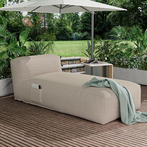 Dineli Outside Chaise Lounge Chairs Bed Lounger Outdoor Couch Sofa for Pool Comfy Patio Furniture Foam Filling Bean Bed Chair Lazy Sofa for Outside, Water-Resistant Sunbed (Light Orange, 70'' Length) - color: Light Orange, 70'' Length)