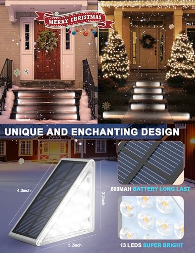 AUDLES LED Solar Step Lights Stair Light Solar Deck Lights IP67 Solar Decoration Lights for Yard, Patio, Garden, Walkways, Front Door, Pathway, Driveway, Porch 6PK - color: Cool White, size: 6 Pack