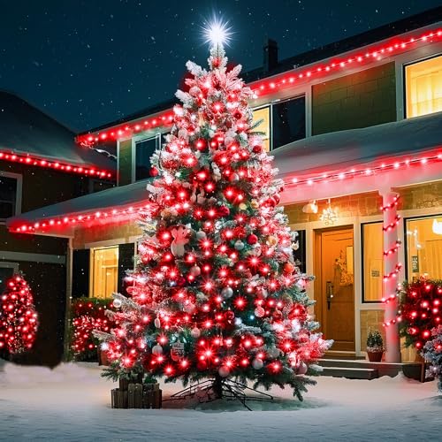 KNONEW 403ft 1000 LED String Lights Outdoor Christmas Lights 8 Modes & Timer Fairy Light Plug in Waterproof LED String Lights for Xmas Yard Tree Wedding Party Holiday Decorations (Red) - color: Red, size: 403FT 1000 LED