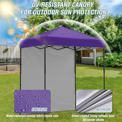 EAGLE PEAK 6x4 Instant Pop Up Canopy Tent with 1 Side Wall Panel, Straight Leg Sun Shelter, Portable Canopy with Carry Bag for Camping, Beach & Sports, Purple - color: Purple, size: One Wall