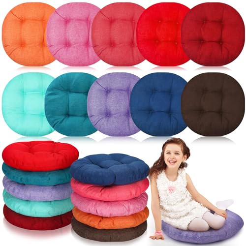 Thyle 10 Pcs Floor Cushions for Classroom Round Meditation Floor Pillow Bulk 15.8" Large Meditation Chair Cushion for Adults Yoga Tatami Nursery Living Room Home Sitting