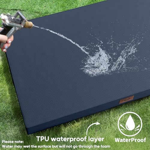 Outdoor Dog Bed for Small Dogs & Cats, Waterproof Dog Crate Mat Orthopedic Egg Crate Foam with Washable Removable Oxford Cover, Navy - color: Navy, size: 23.0"L x 17.0"W x 2.5"Th