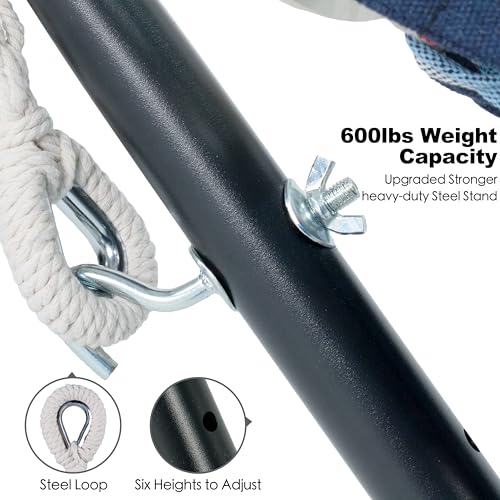 GAFETE Double Hammock with Stand for Outside, Upgraded Spreader Bar, Heavy Duty Space Saving Steel Stand 2 Person, Convenient Pockets, Easy Assembly, 600lbs Weight Capacity, Indoor & Outdoor (Night) - color: Night