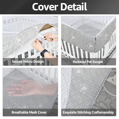 PJYuCien Dog Playpen Bottom Pad and Cover Fits for 36 Inch 4 Panels Exercise Pet Pen,Grey - style: Grey Bottom Cover Set, 36"Width, Grey ( Adhesive Tape Connections )