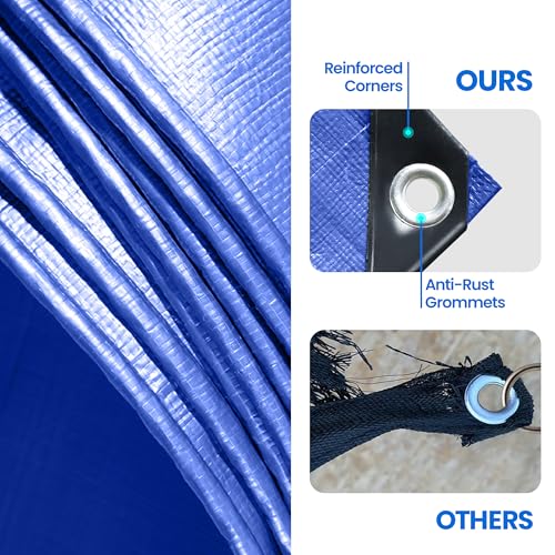 Multi Purpose Waterproof Tarp 10 x 12 Feet Meidun Duty Thick Material Tarpaulin Canopy Tent Boat RV or Pool Cover Blue… - color: 5 Mil Blue, size: 10x12 Ft