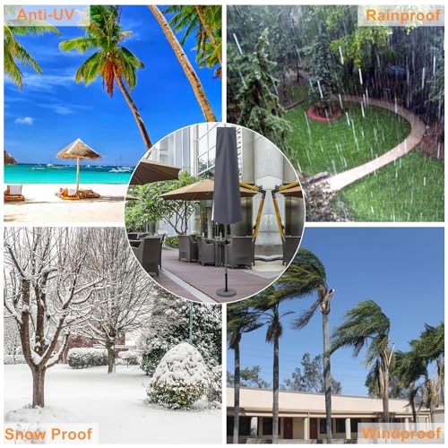 OKPOW Outdoor Umbrella Cover - Small Patio Cover for 6 ft to 9 ft Table Umbrellas - Waterproof Windproof Anti-UV Garden Parasol Covers, Dark Grey - color: Dark Grey