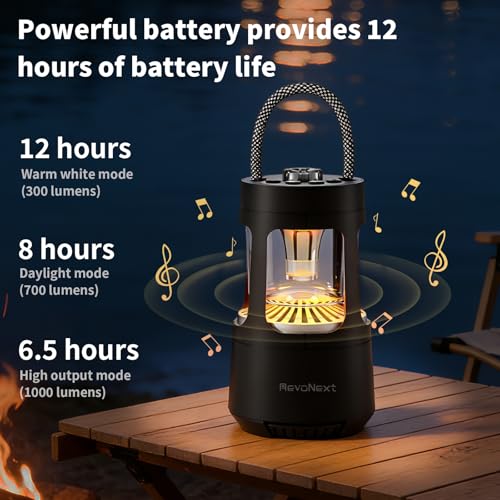LED Camping Lantern Rechargeable,Outdoor Bluetooth Speakers, 4000mAh ,IPX4 Waterproof ,Dimmable Tent Lights for Power Outages, Decorations for Party Garden Patio/Pool (Black) - color: Black
