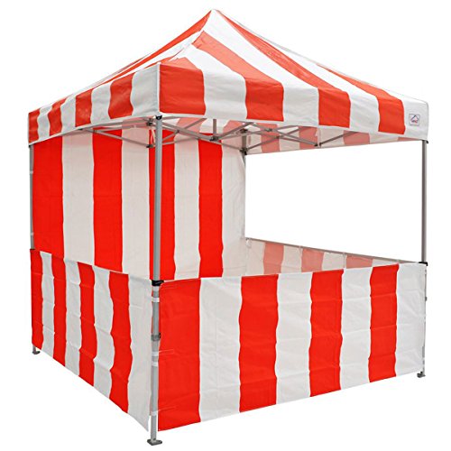 Impact Canopy 10' x 10' Pop-Up Canopy Tent, Carnival Tent Kit with Powder-Coated Steel Frame, Sidewall, and Half Walls, Red/White Stripe - color: Red, size: 10' x 10'
