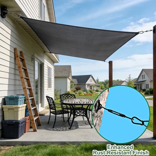 YOFIT Shade Sail Hardware Kit 5 Inch Stainless Steel Turnbuckles for Sun Shade Sail Outdoor Patio Canopy Installation Accessories for Triangle Rectangle Shade, 40 Pcs, Black - size: 5 inch 40 pcs-Black